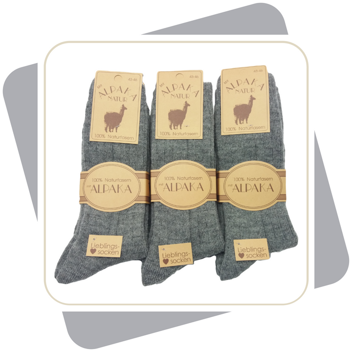 Herren 100% Wollsocken mit Alpaka und Schafwolle, dünne Qualität / 2 Paar