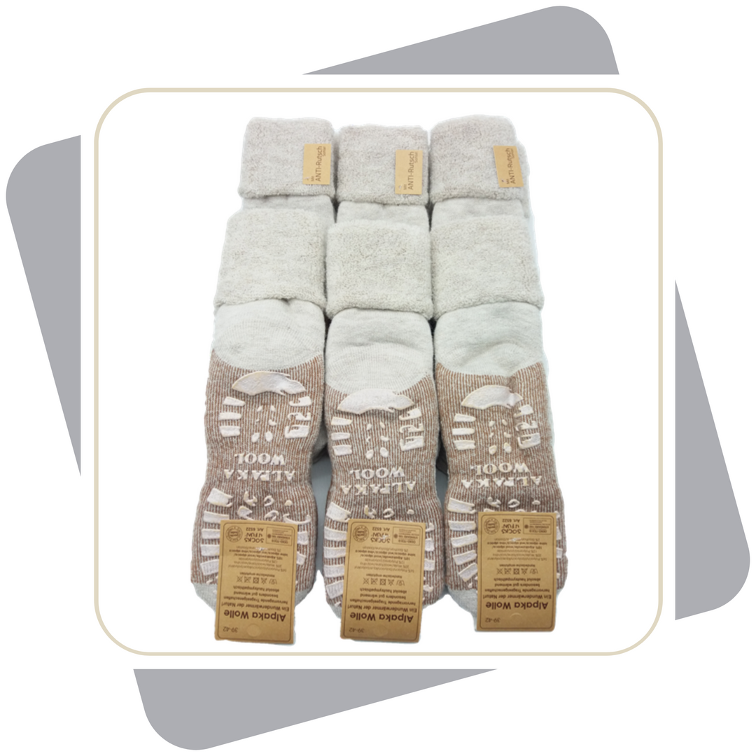 Herren Homesocks, ABS, mit Alpakawolle, extra-flauschig- gefüttert \ 2 Paar