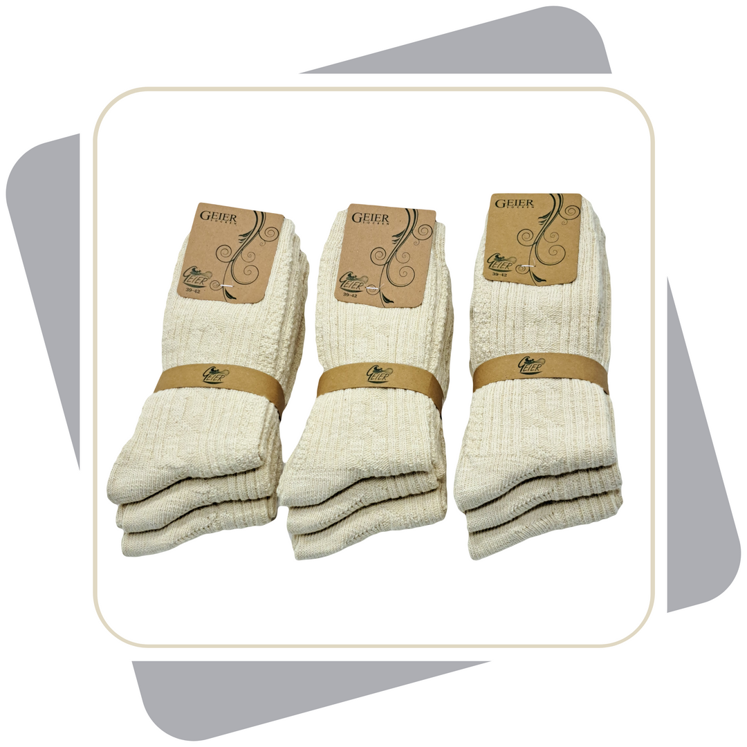 Herren Baumwollsocken mit Leinen, Naturprodukt, dicke Qualität / 3 Paar