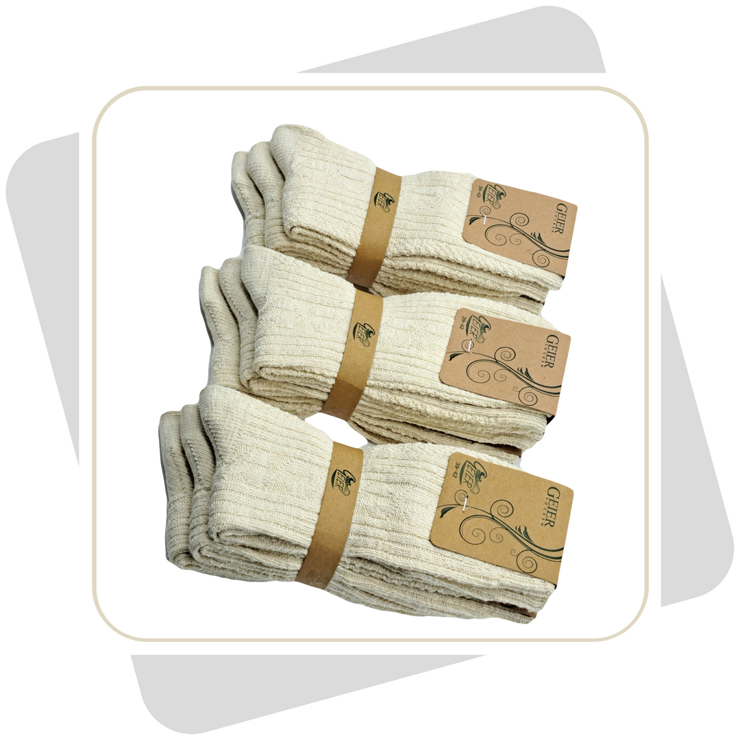 Herren Leinensocken mit Baumwolle Naturprodukt, mitteldicke Qualität  / 3 Paar