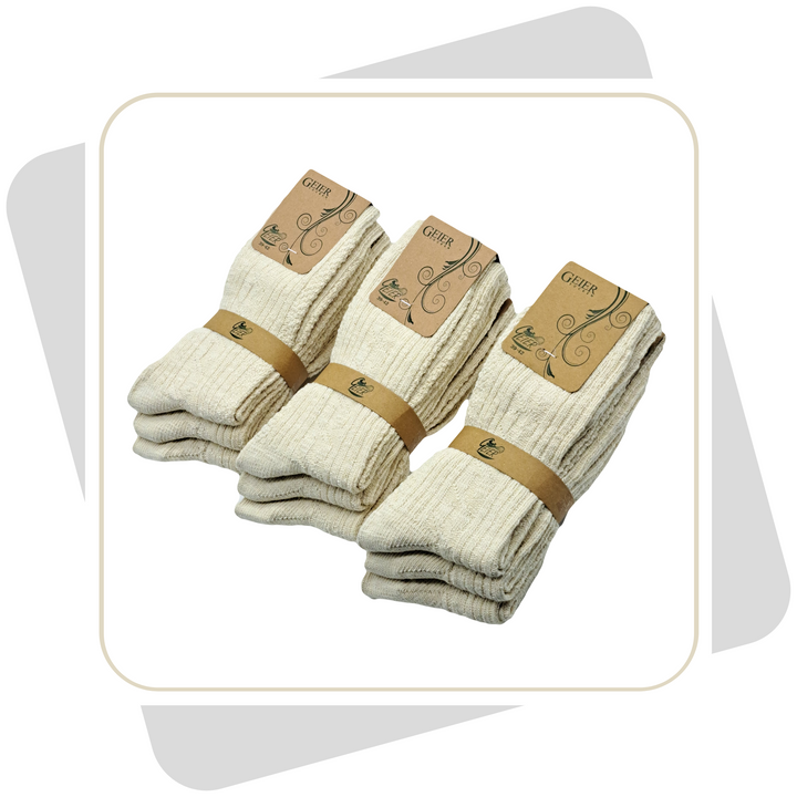 Damen Baumwollsocken mit Leinen, mitteldicke Qualität / 3 Paar