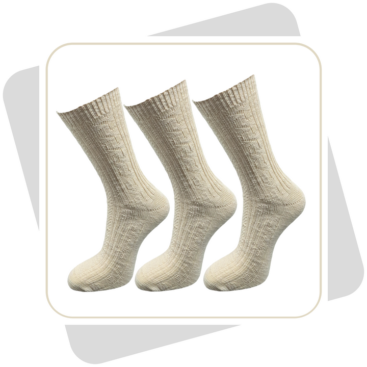 Herren Leinensocken mit Baumwolle Naturprodukt, schwere Qualität/ 3 Paar