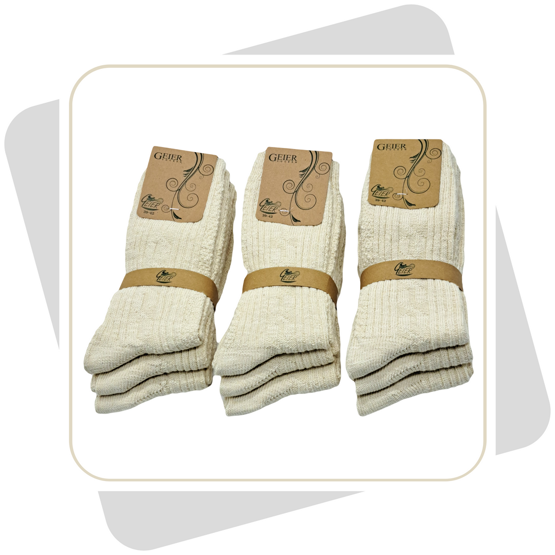 Herren Leinensocken mit Baumwolle Naturprodukt, schwere Qualität/ 3 Paar