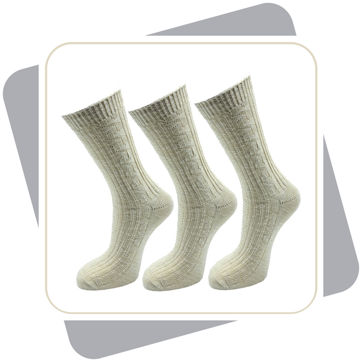 Herren Leinensocken mit Baumwolle, Naturprodukt, mitteldicke Qualität  / 3 Paar