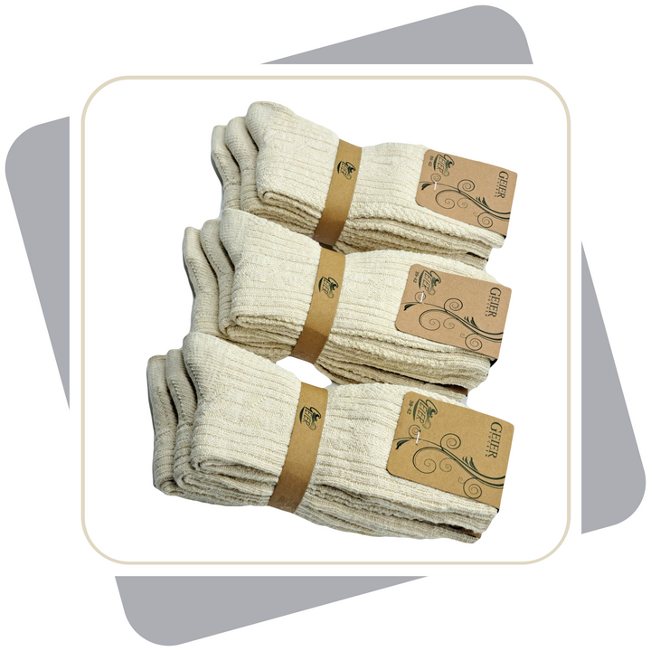 Herren Leinensocken mit Baumwolle, Naturprodukt, mitteldicke Qualität  / 3 Paar