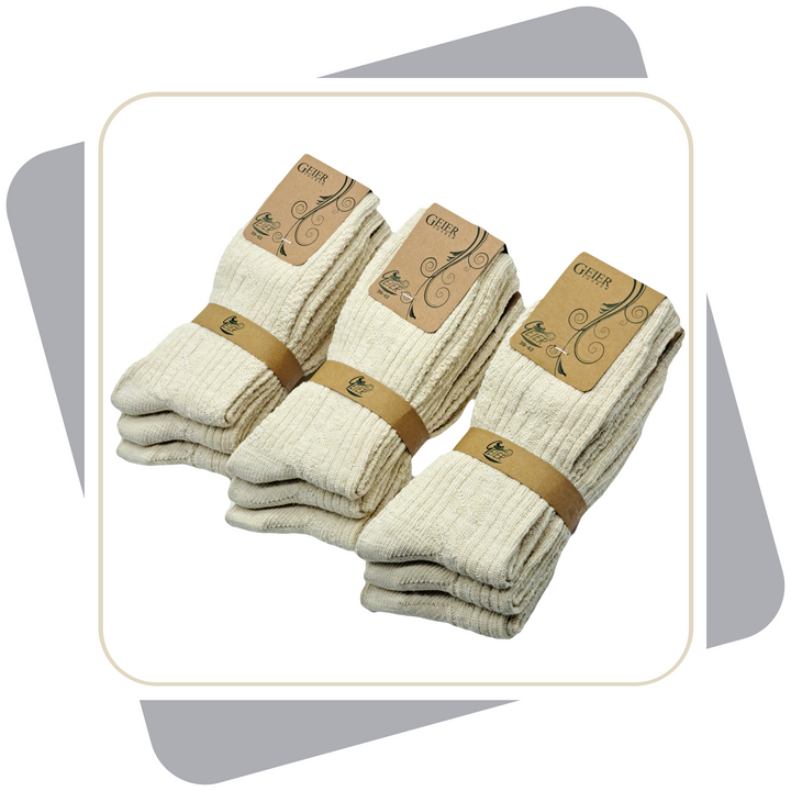 Herren Leinensocken mit Baumwolle, Naturprodukt, mitteldicke Qualität  / 3 Paar