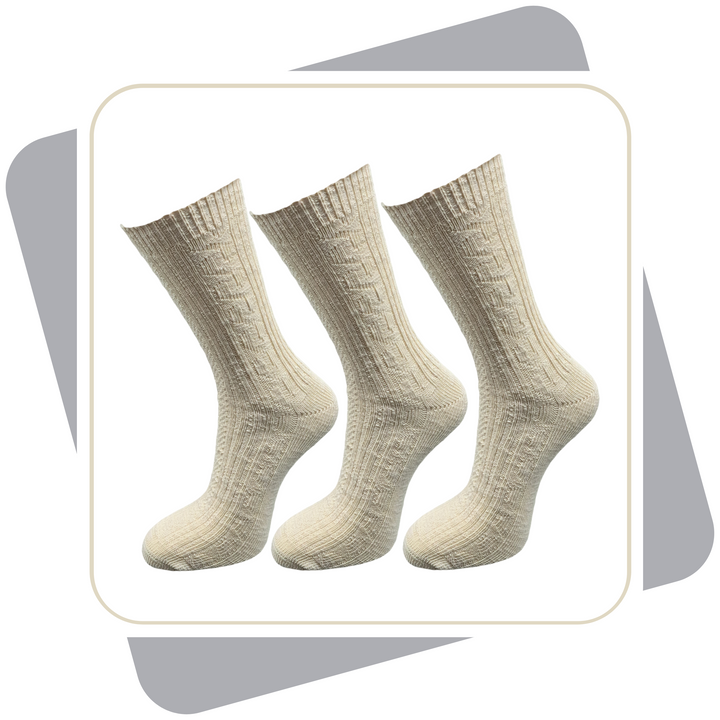 Damen Leinensocken  mit Baumwolle Naturprodukt, dicke Qualität / 3 Paar