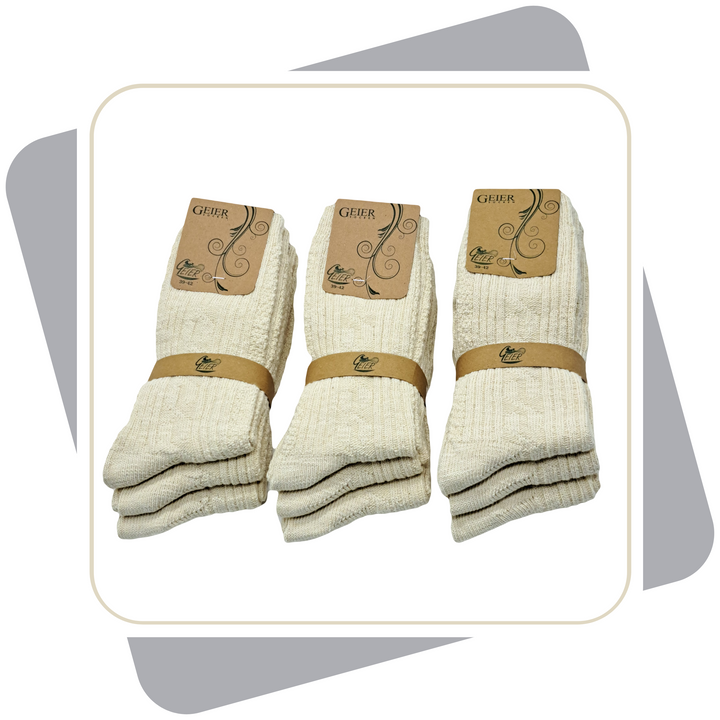 Damen Leinensocken  mit Baumwolle Naturprodukt, dicke Qualität / 3 Paar