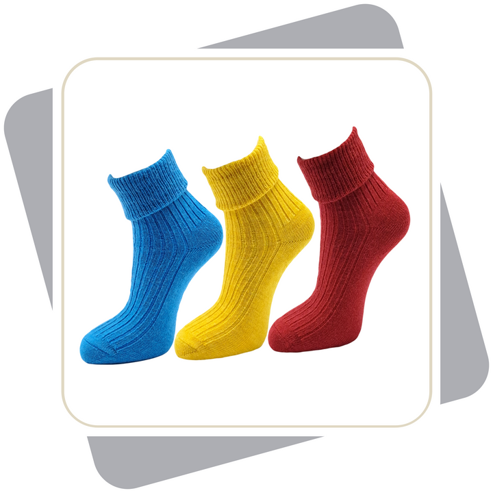 Damen 100% Wollsocken mit Alpaka und Schafwolle, bunt, dünne Qualität / 2 Paar