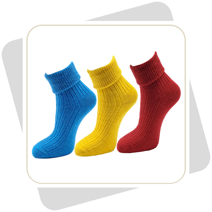 Damen 100% Wollsocken mit Alpaka- und Schafwolle, bunt, dünne Qualität / 2 Paar