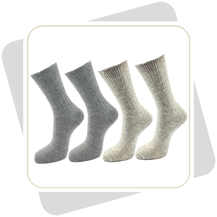 Damen 100% Wollsocken mit Alpaka und Schafwolle, dünne Qualität / 2 Paar