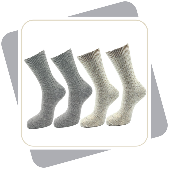 Damen 100% Wollsocken mit Alpaka und Schafwolle, dünne Qualität / 2 Paar