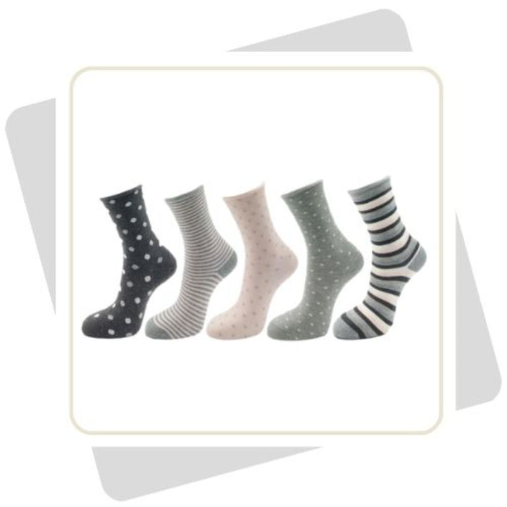 Damen Baumwollsocken mit Rollrand / 5 Paar