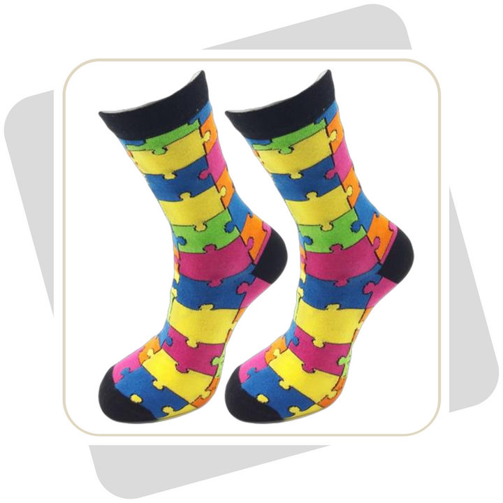 Herren Baumwollsocken – Puzzlemuster / 2 Paar