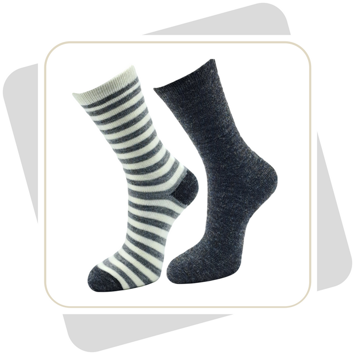 Herren Wollsocken mit Alpaka, geringelt, dünne Qualität / 2 Paar