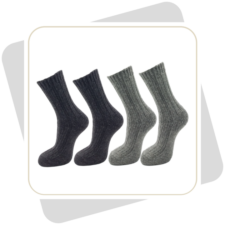 Damen 100% Wollsocken mit Alpaka und Schafwolle, schwere Qualität / 2 paar