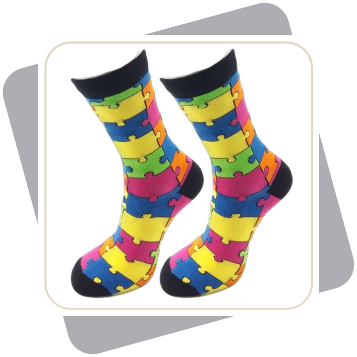 Herren Baumwollsocken – Puzzlemuster / 2 Paar