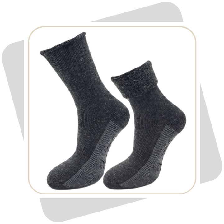 Damen Homesocks, ABS, mit Alpakawolle extra-flauschig- gefüttert \ 2 Paar