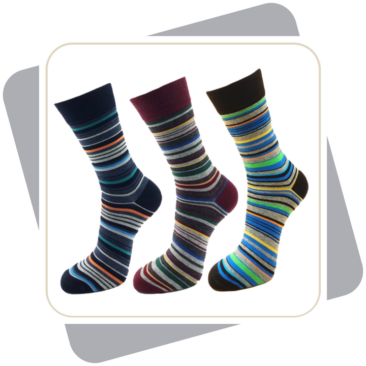 Herren Baumwollsocken mit Ringeldesign / 3 Paar