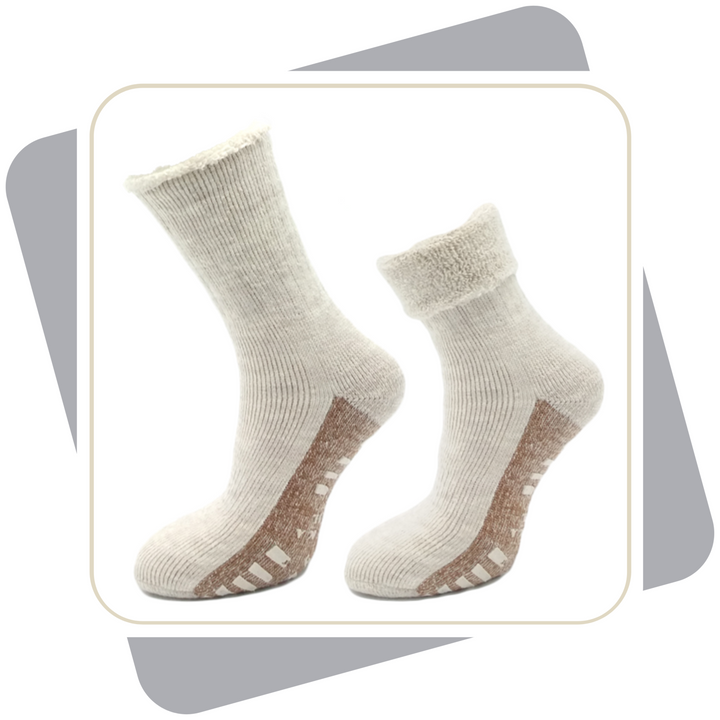 Damen Homesocks, ABS, mit Alpakawolle, extra flauschig- gefüttert \ 2 Paar