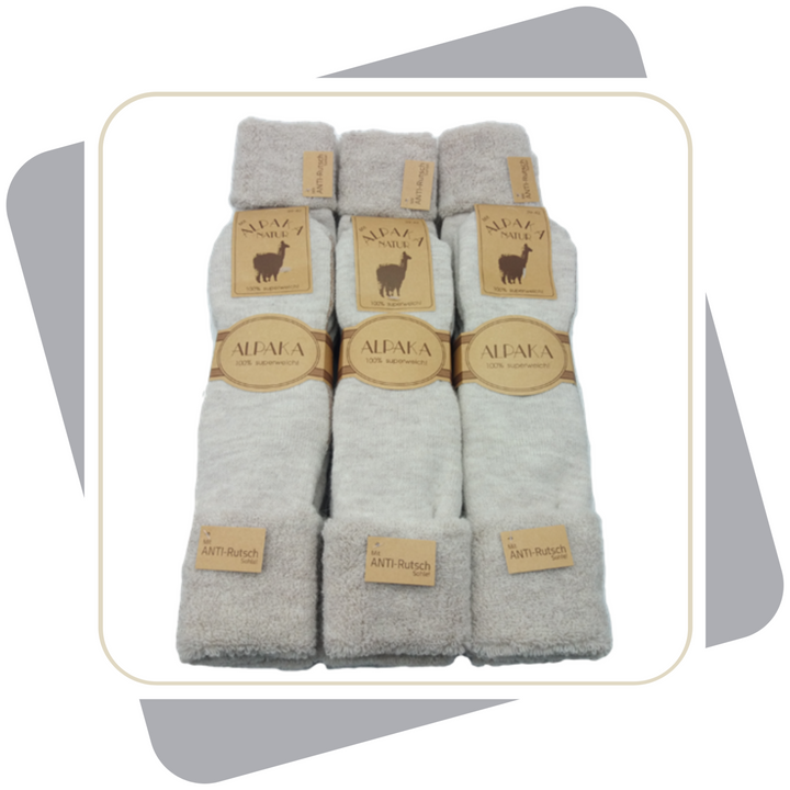 Damen Homesocks, ABS, mit Alpakawolle, extra flauschig- gefüttert \ 2 Paar