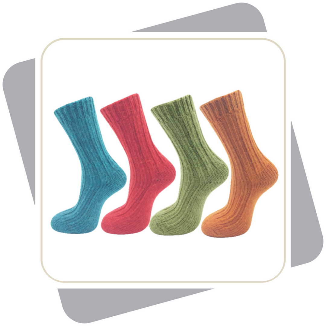 Damen Wollsocken mit Alpakawolle, schwere Qualität, bunt / 2 Paar