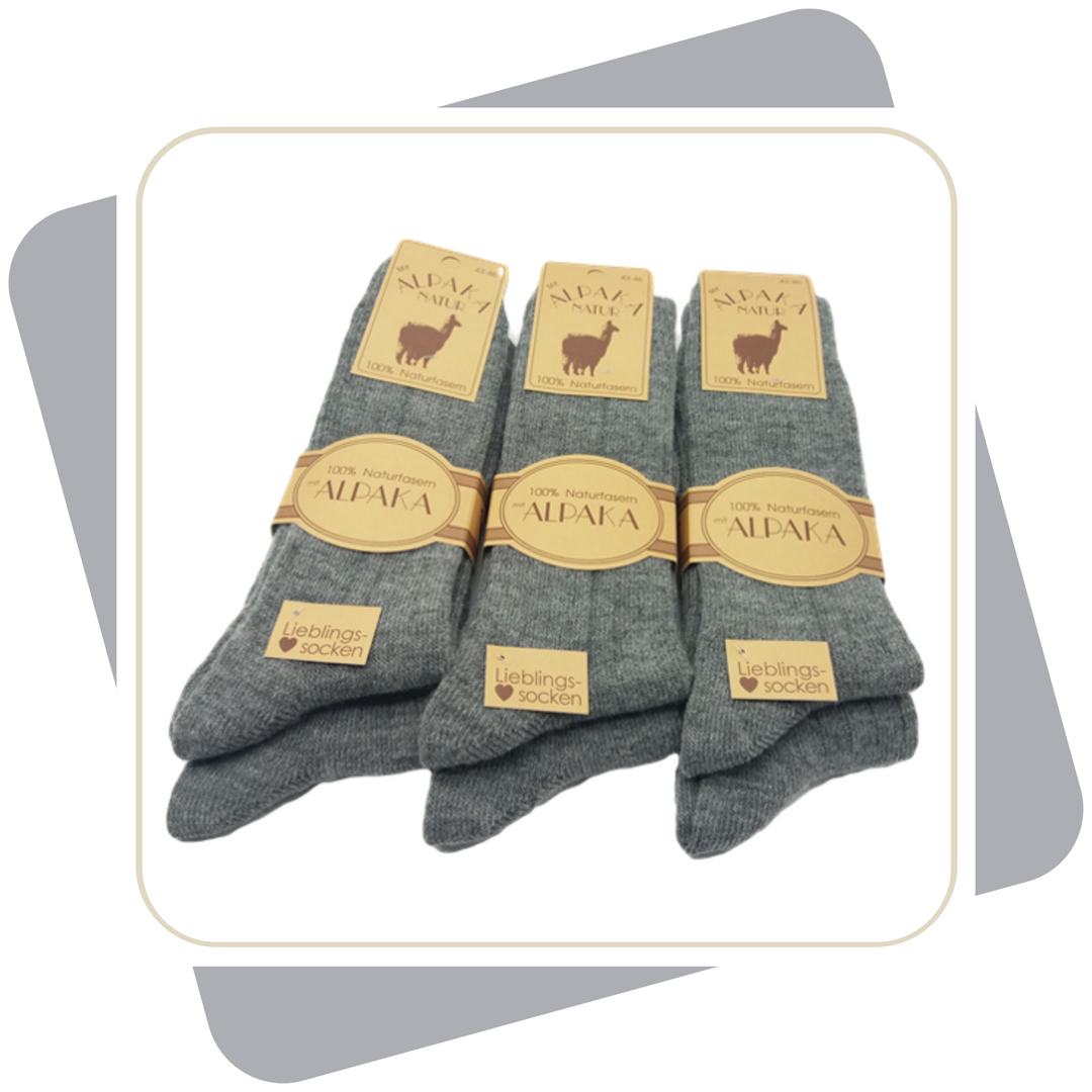 Damen 100% Wollsocken mit Alpaka und Schafwolle, dünne Qualität / 2 Paar