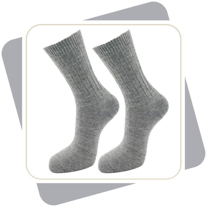 Damen 100% Wollsocken mit Alpaka und Schafwolle, dünne Qualität / 2 Paar