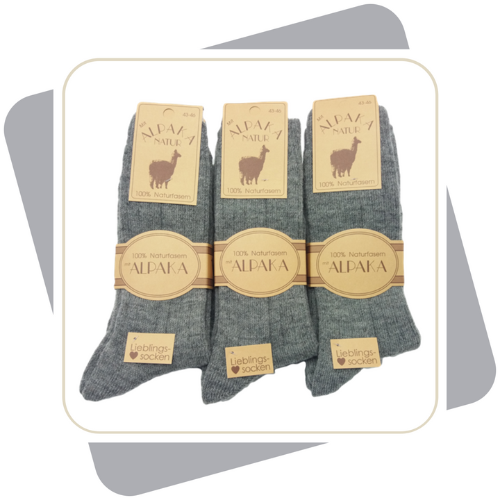 Damen 100% Wollsocken mit Alpaka und Schafwolle, dünne Qualität / 2 Paar