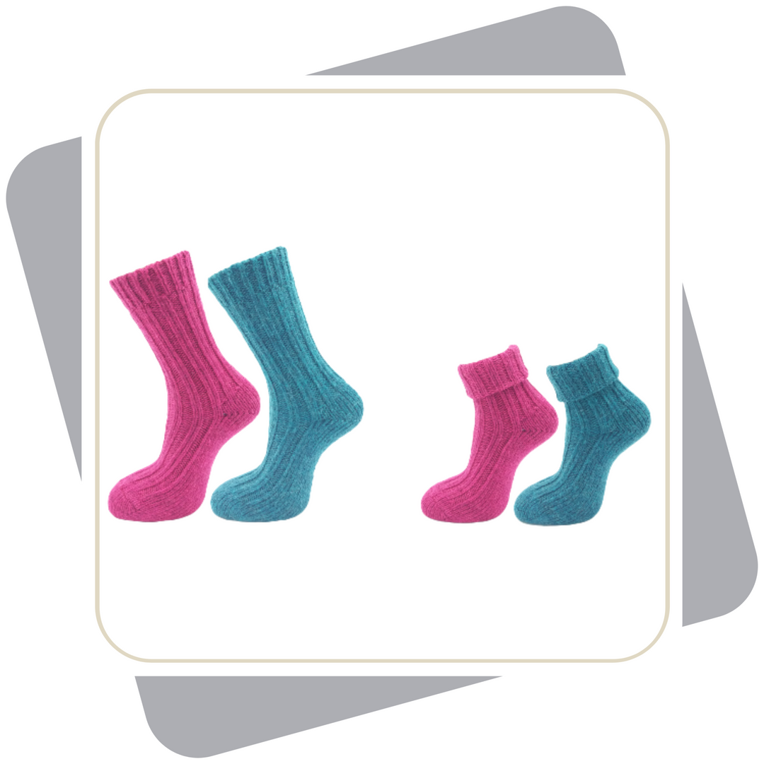 Damen Wollsocken mit Alpakawolle, schwere Qualität, bunt / 2 Paar