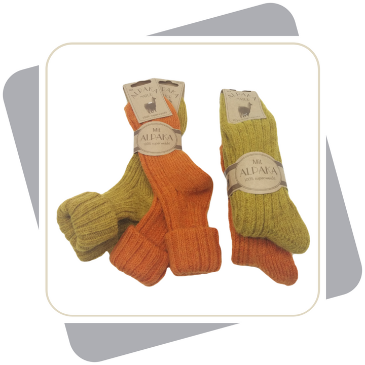 Damen Wollsocken mit Alpakawolle, schwere Qualität, bunt / 2 Paar